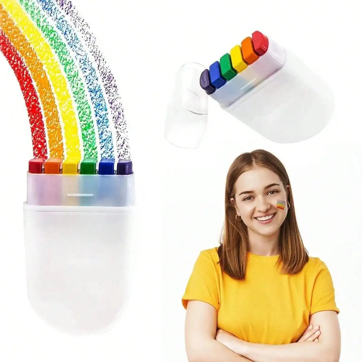 1pcs Pride Month 6 Color Rainbow Face Paint Pen, Carnival Party Face Paint, Fan Face Graffiti Crayon, LGBT Rainbow Strip Cosplay Euro Pride