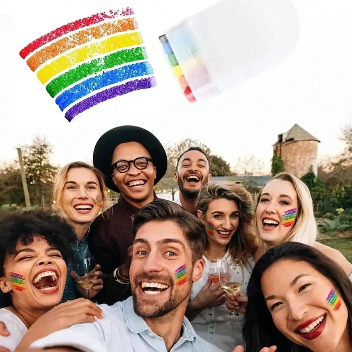 1pcs Pride Month 6 Color Rainbow Face Paint Pen, Carnival Party Face Paint, Fan Face Graffiti Crayon, LGBT Rainbow Strip Cosplay Euro Pride