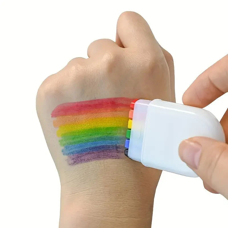 1pcs Pride Month 6 Color Rainbow Face Paint Pen, Carnival Party Face Paint, Fan Face Graffiti Crayon, LGBT Rainbow Strip Cosplay Euro Pride