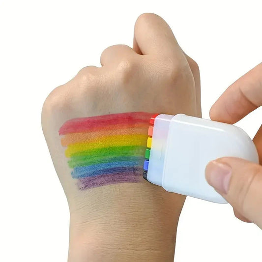 1pcs Pride Month 6 Color Rainbow Face Paint Pen, Carnival Party Face Paint, Fan Face Graffiti Crayon, LGBT Rainbow Strip Cosplay Euro Pride